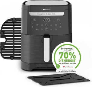 Moulinex Easy Fry & Grill XXL Friteuse sans huile, capacité 6,5 L, pour 4 à 6 personnes, 8 programmes automatiques, séparateur Flexcook