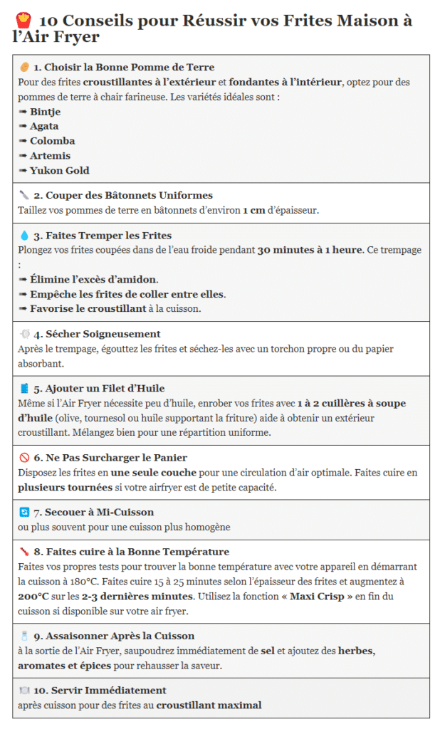 10 conseils pour réussir vos frites maison à l'Air Fryer